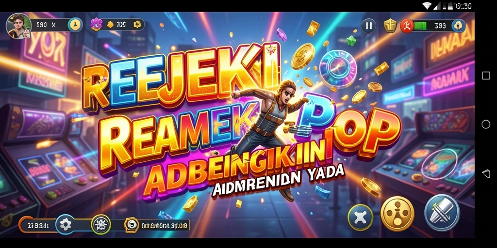 Tampilan gameplay seru dari REJEKIPOP dengan karakter unik yang beraksi.