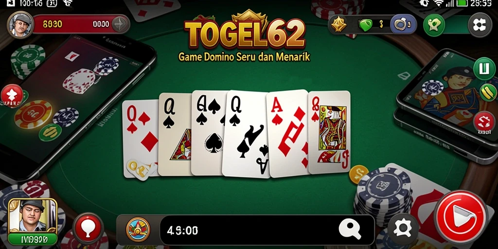 Tampilan menawan dari gameplay TOGEL62 saat bermain Domino.